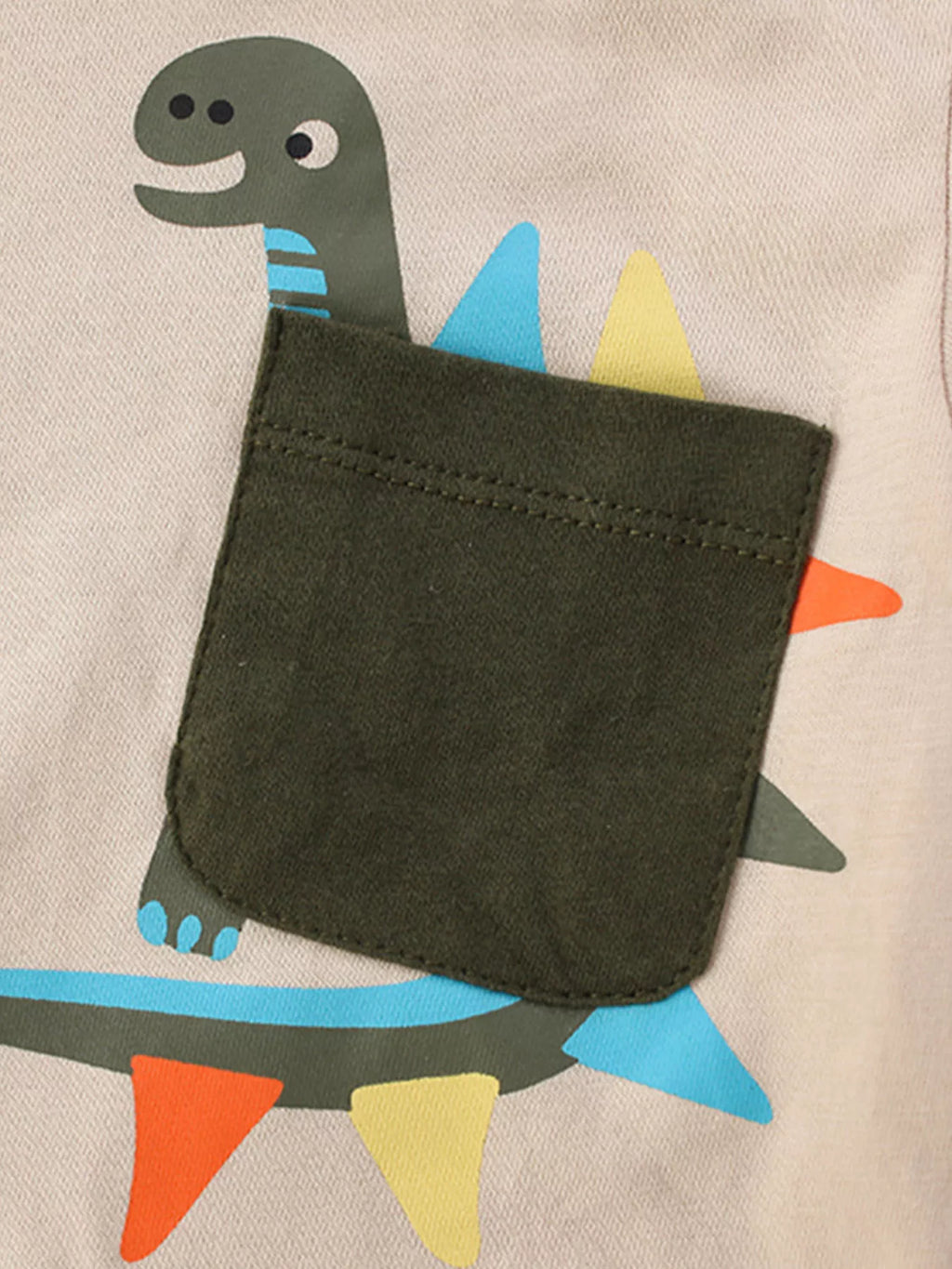 Children's Cute Dinosaur Pocket Short Sleeve T-Shirt