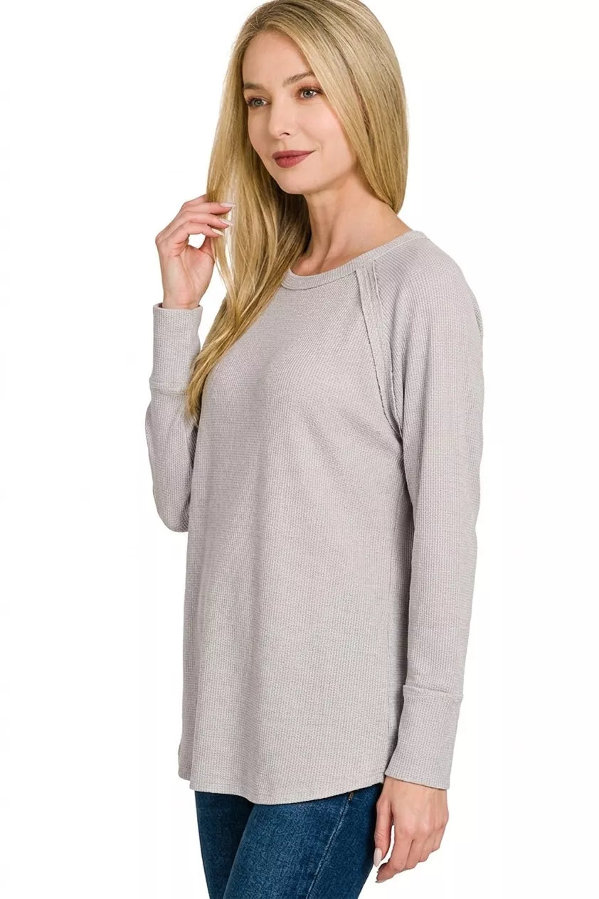Zenana Baby Waffle Long Sleeve Top