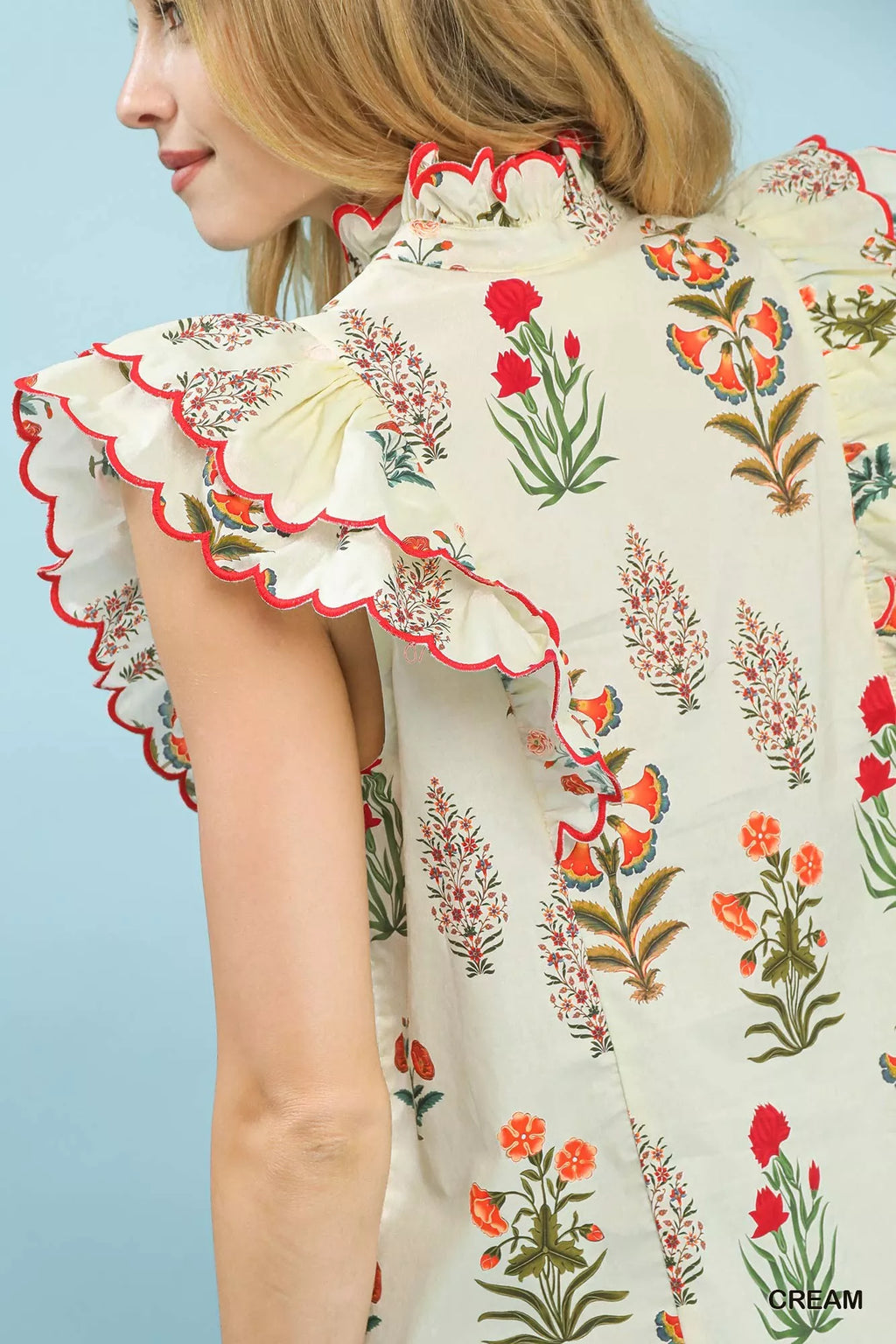 Umgee Block Floral Print Top