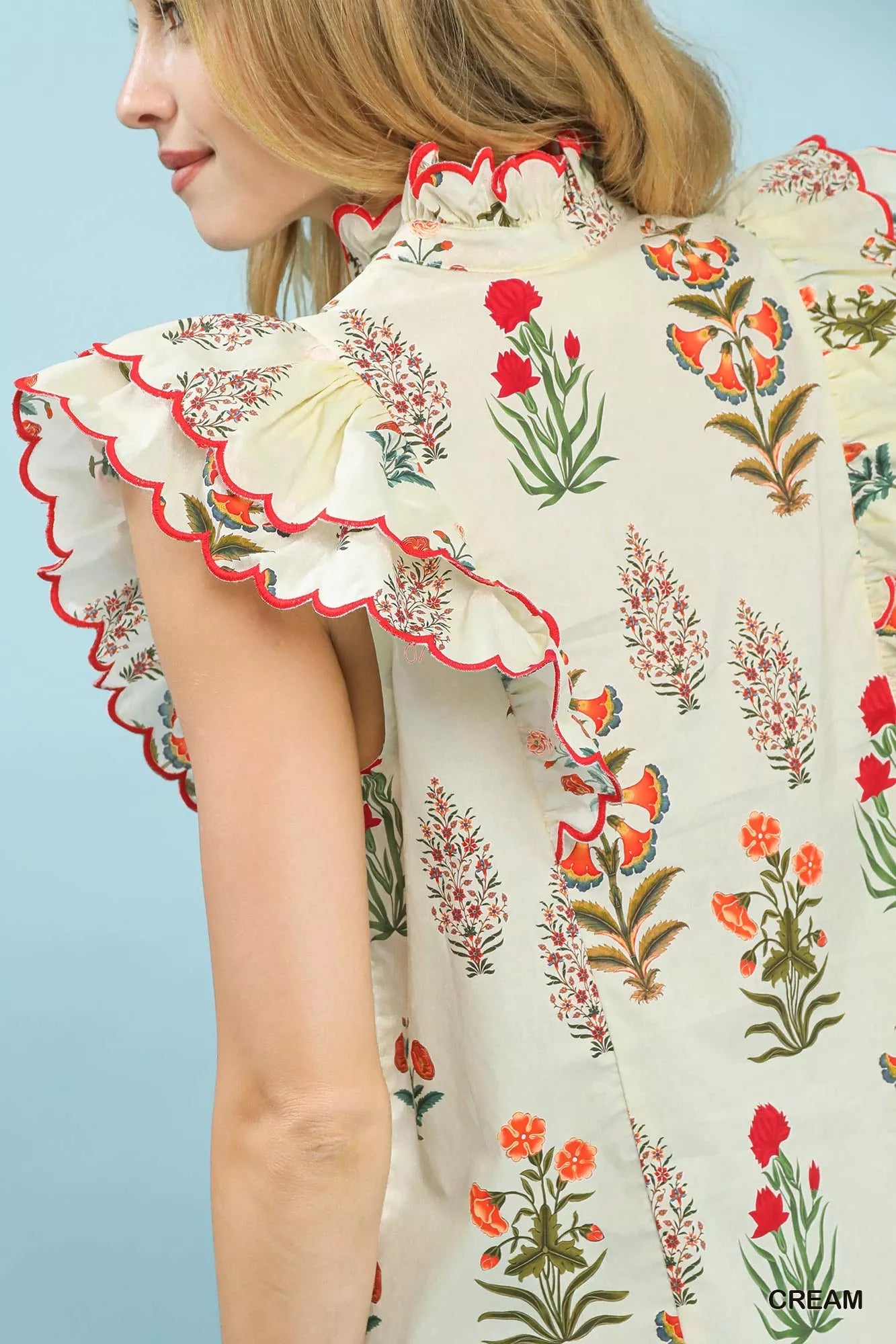 Umgee Block Floral Print Top