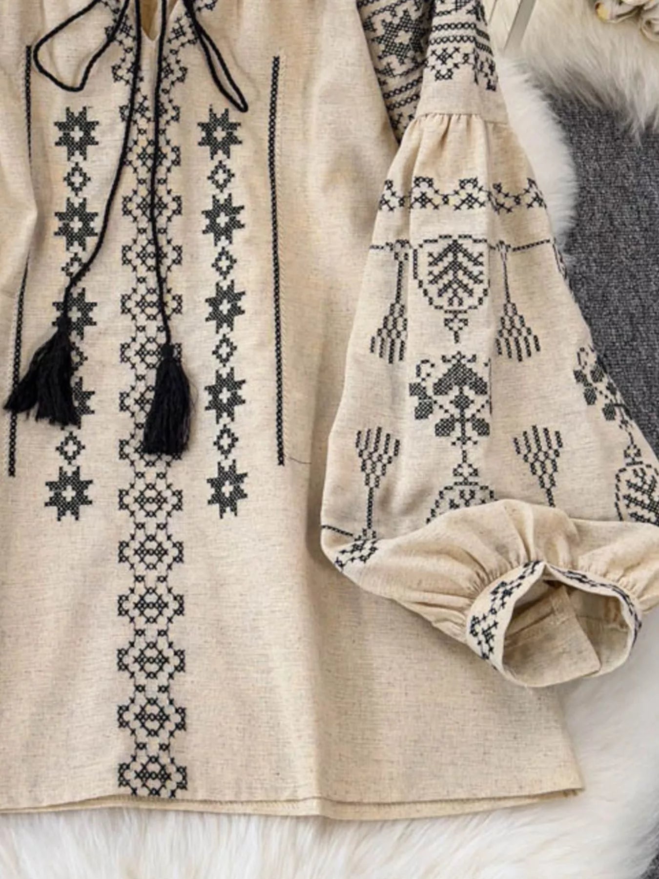 Tie Neck Long Sleeve Blouse