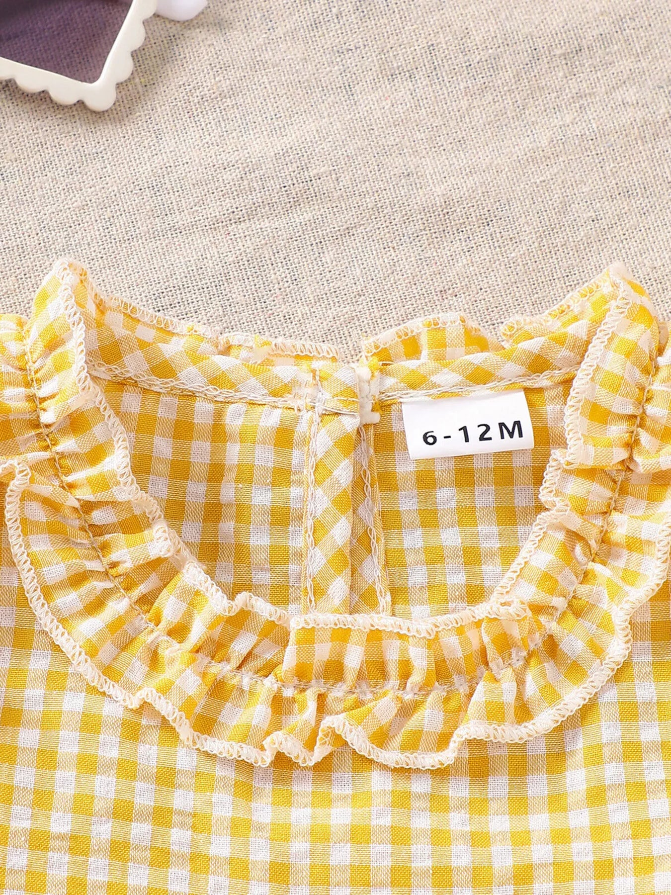 Children's Gingham Ruffle Trim Sleeveless Top & Pants Set