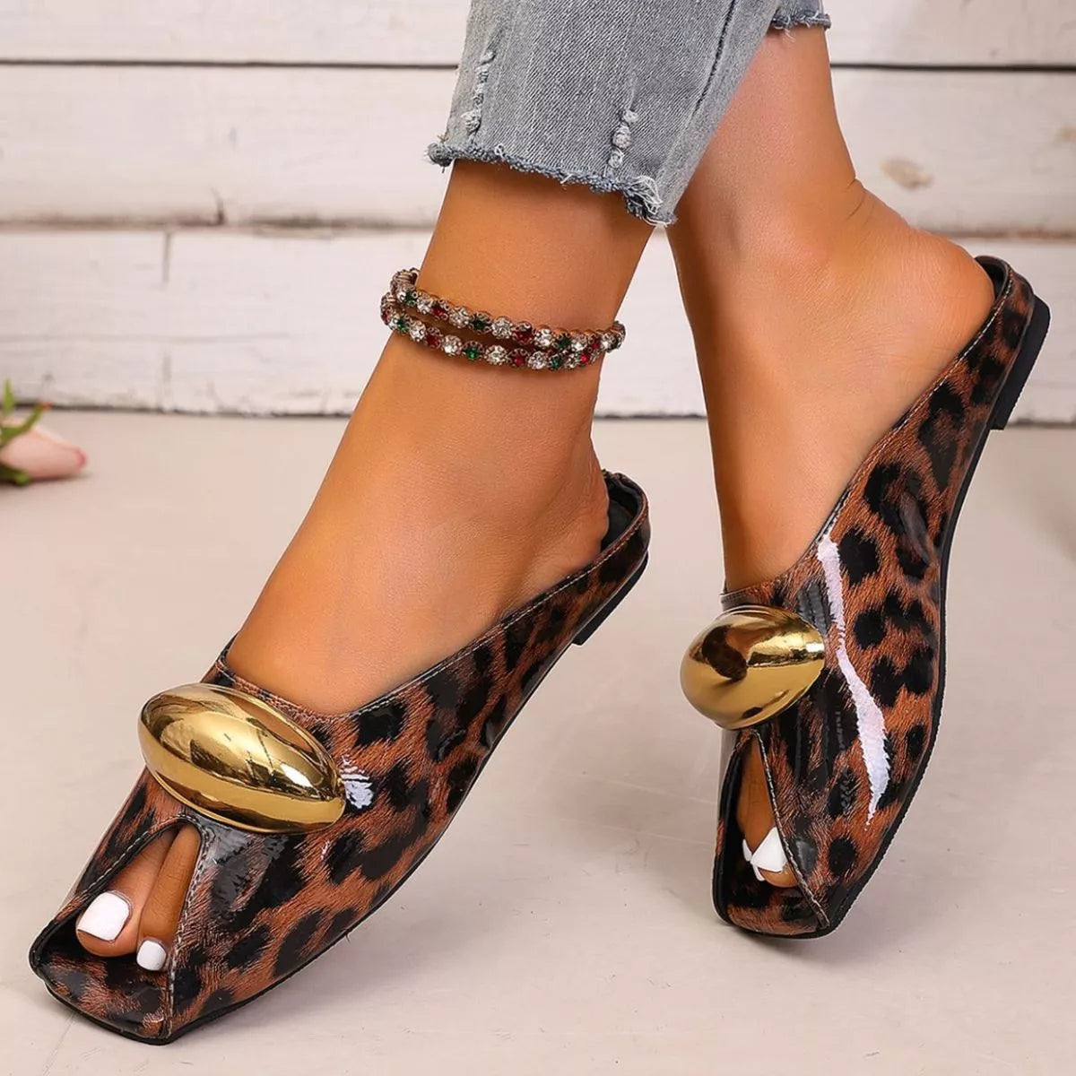 Leopard Open Toe Sandals