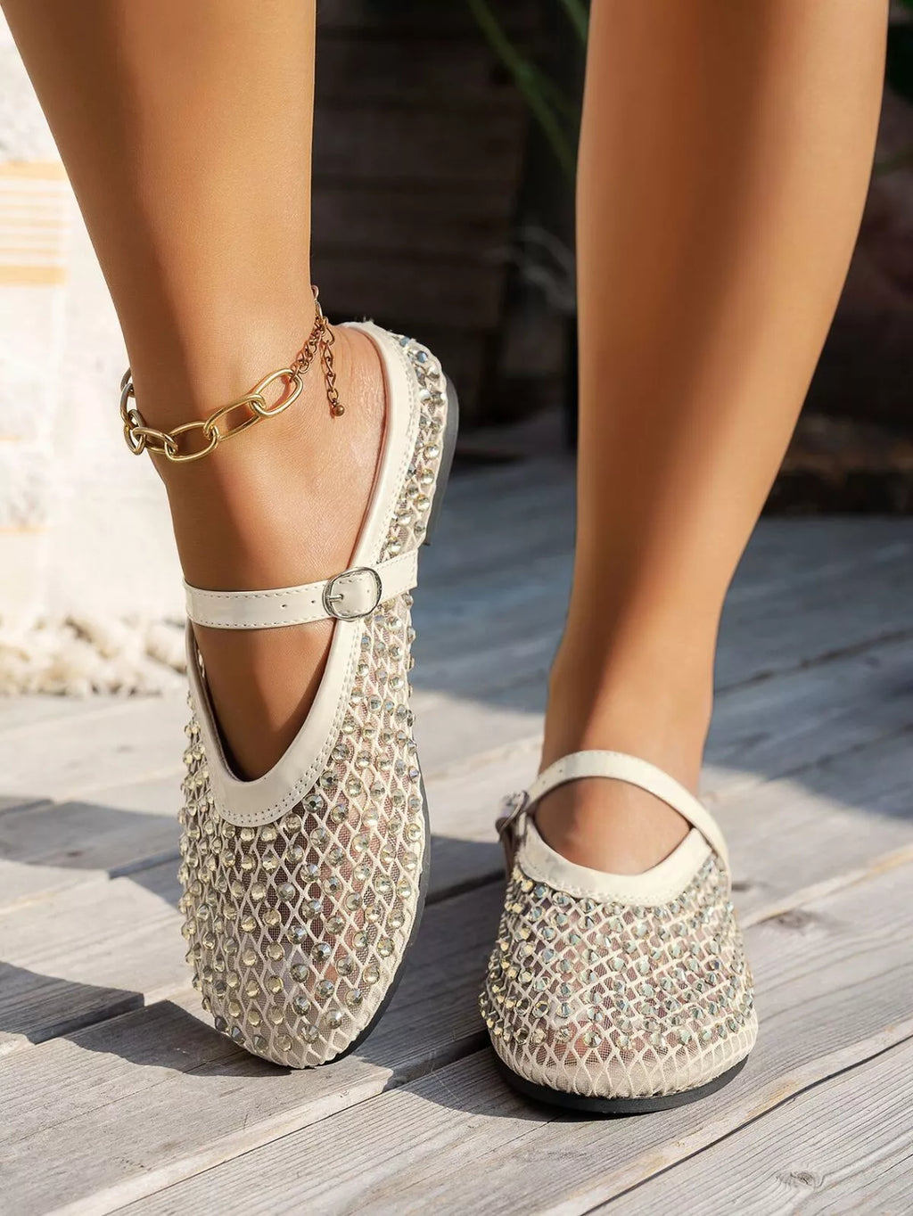 Sparkling Mesh Ballet Flats Sandals