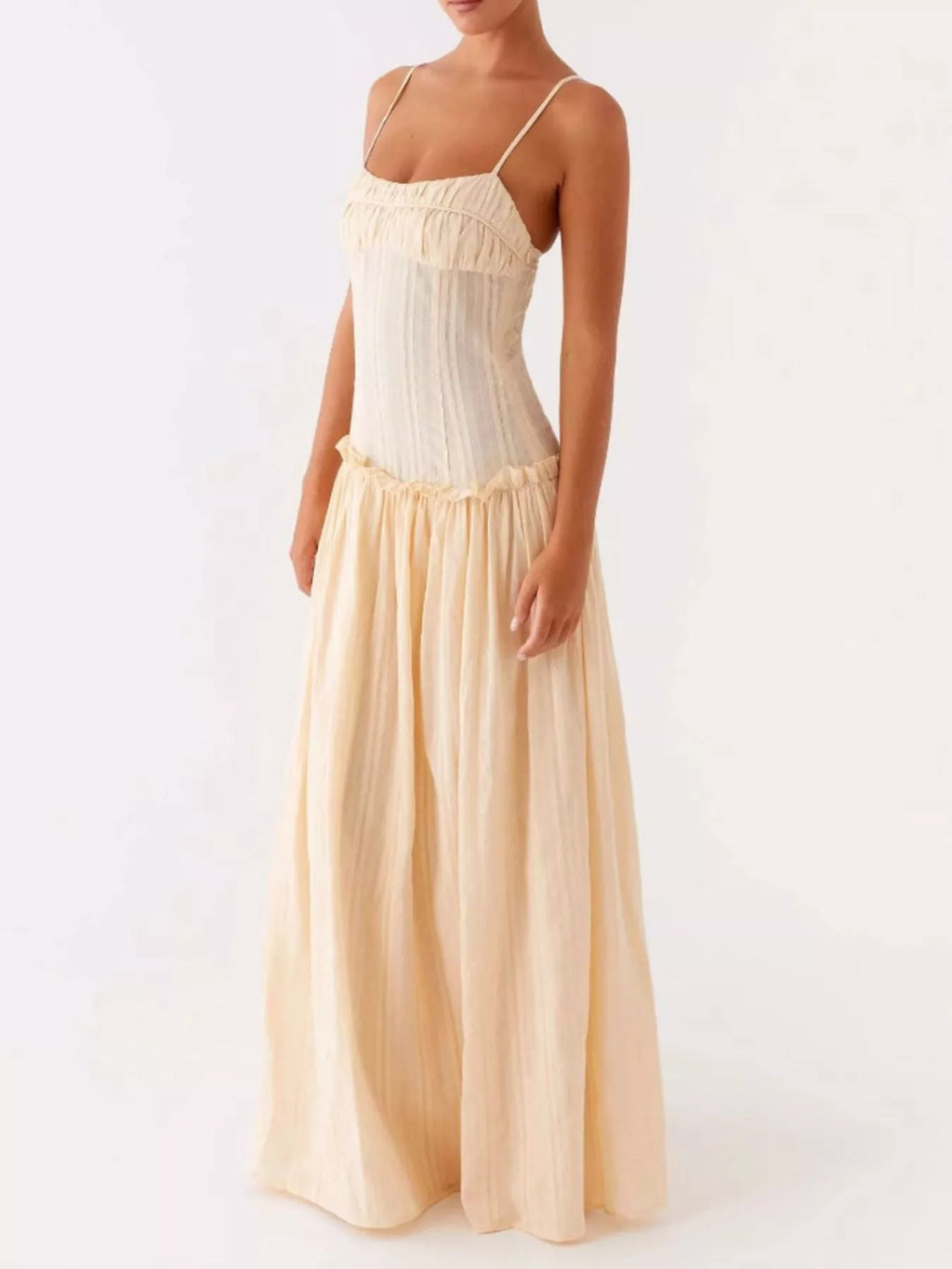 Ruched Spaghetti Strap Maxi Dress