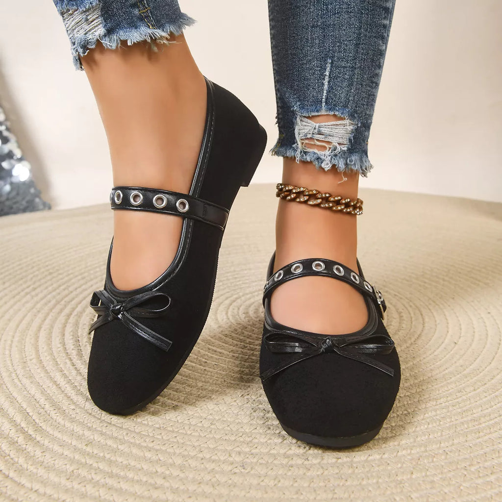 Round Toe Bow Slip-Ons