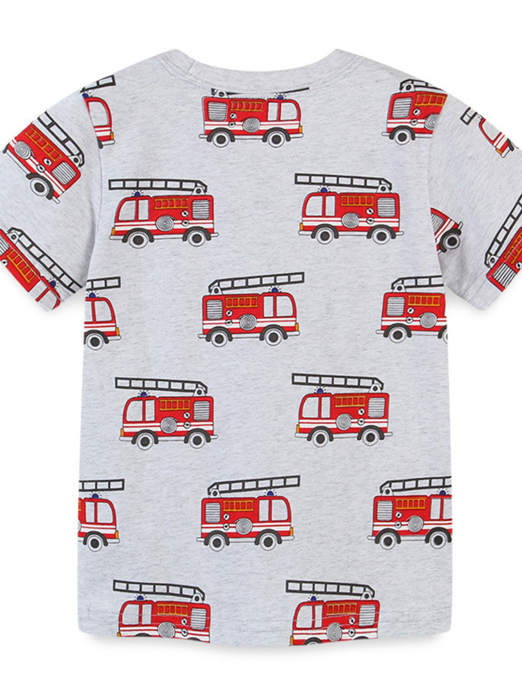 Children's Fire Truck Print Crew Neck T-Shirt