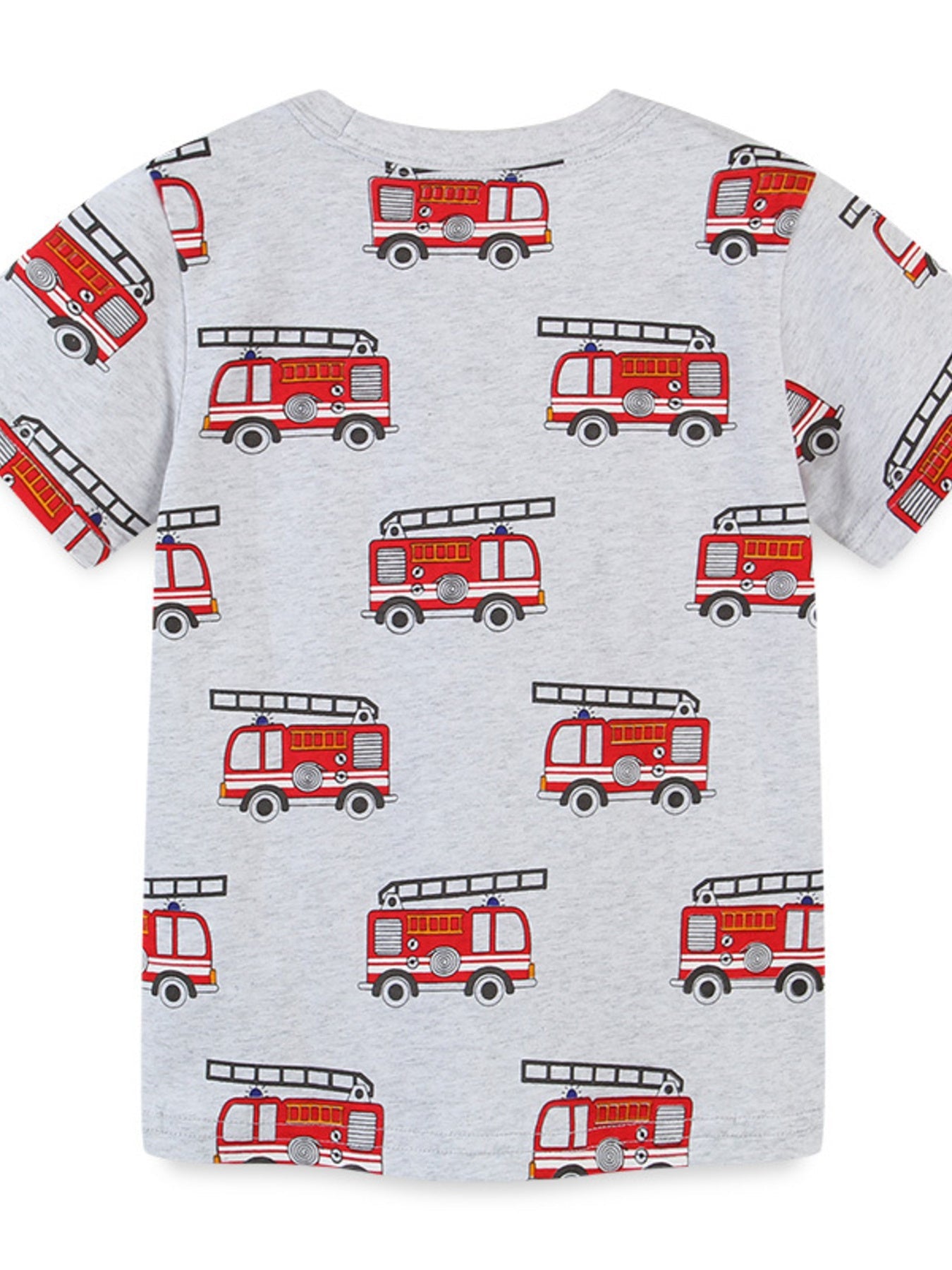 Children's Fire Truck Print Crew Neck T-Shirt