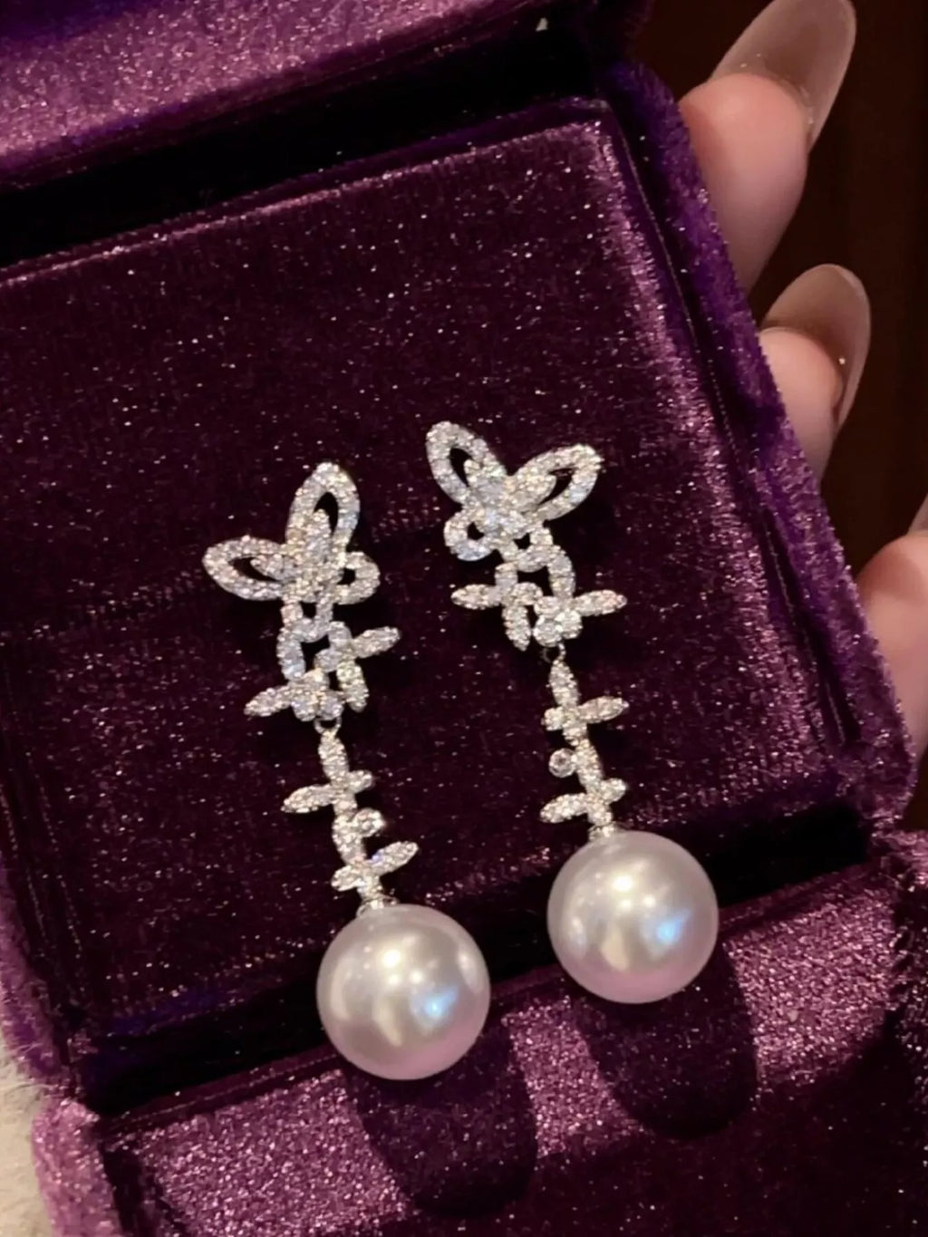 Butterfly Pearl Drop Earrings