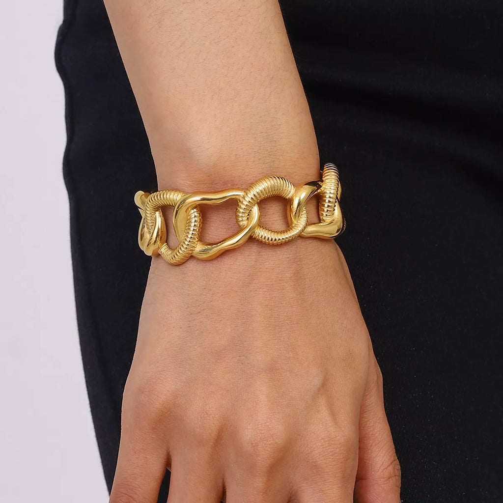18K Gold-Plated Chain Link Open Bracelet
