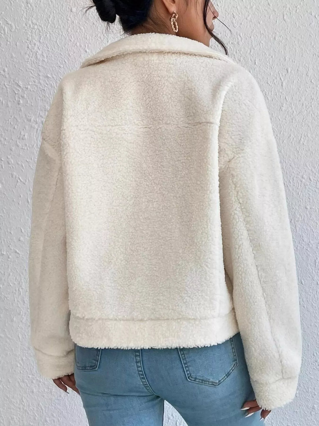 Full Size Cozy Faux Shearling Button-Up Jacket Plus Size