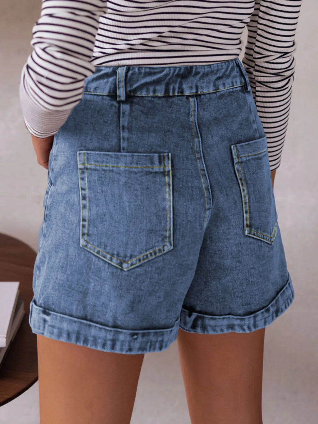 High-Waisted Denim Shorts