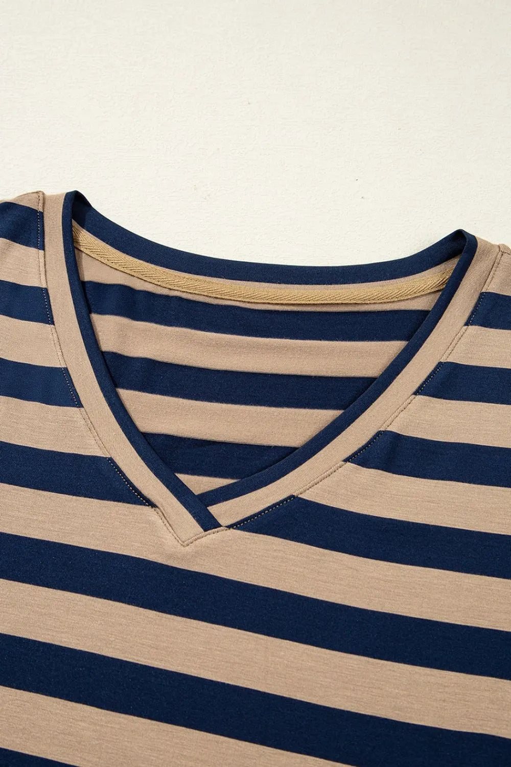 Casual Striped V-Neck Midi T-Shirt Dress