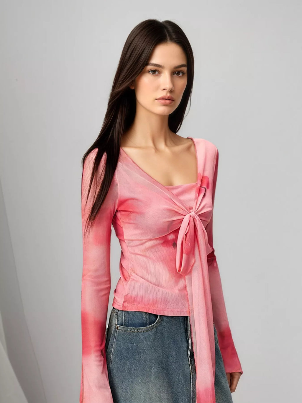 Tie-Front Tie-Dye Top