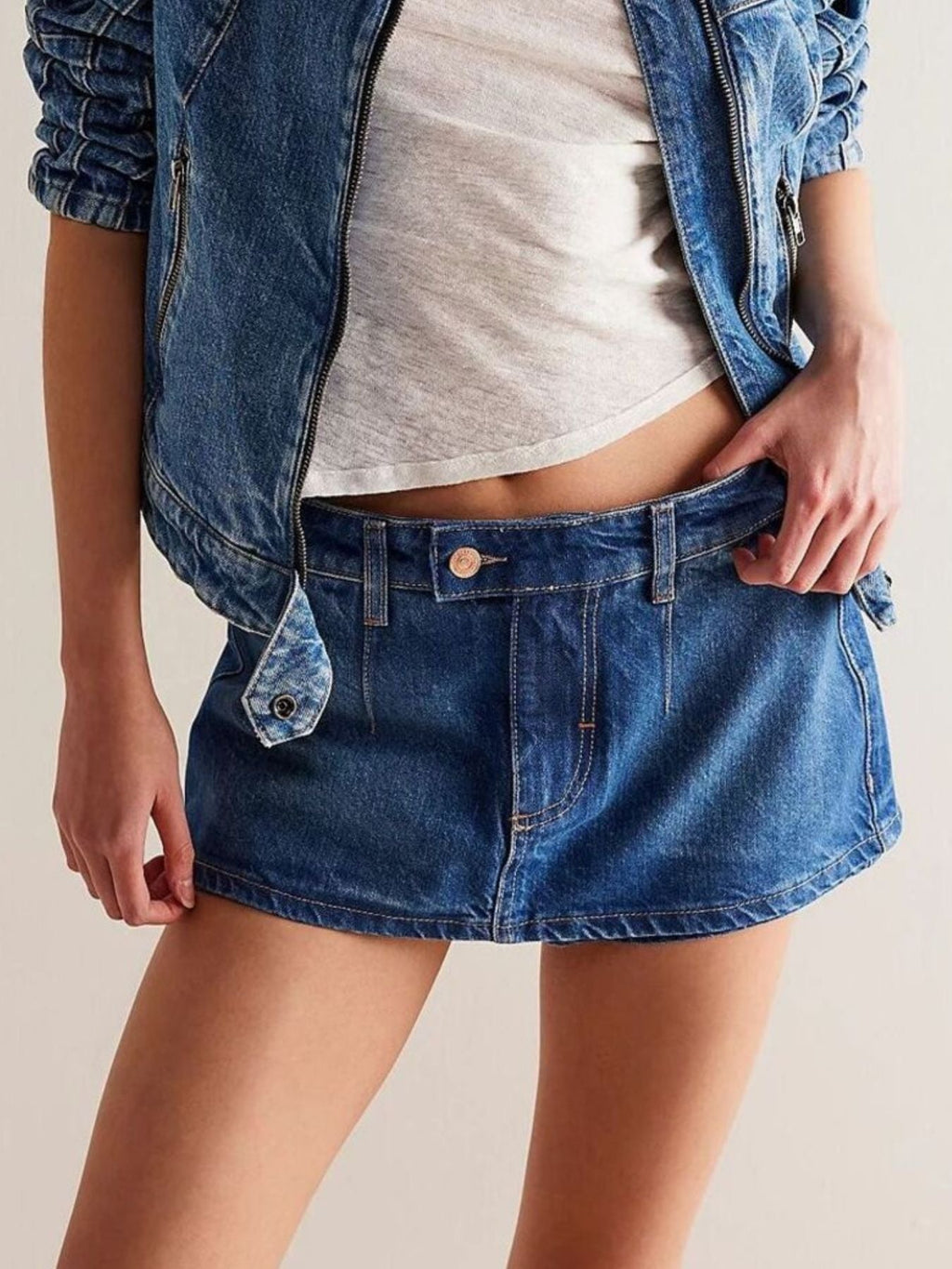 Classic Wash Denim Mini Skort