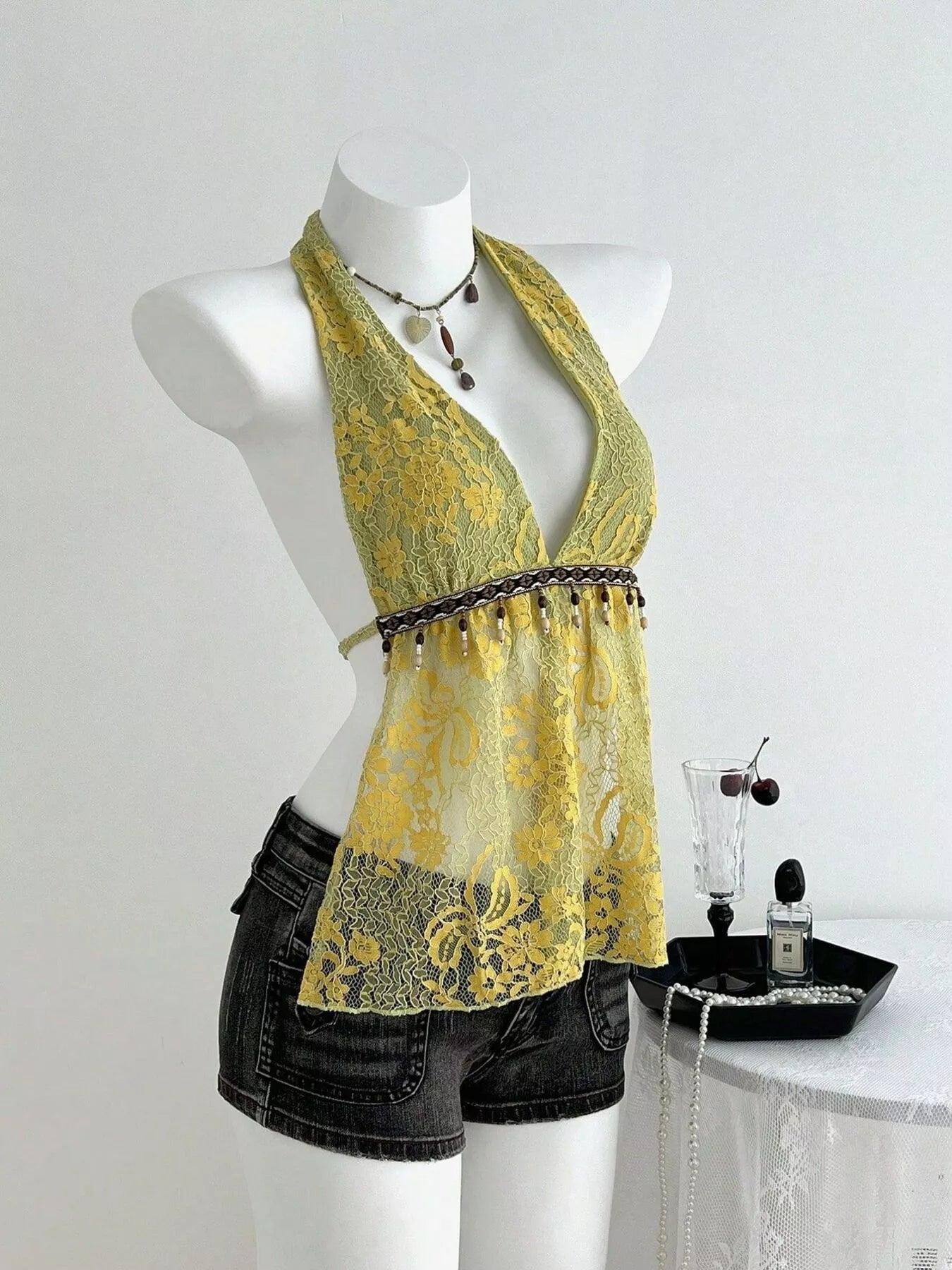 Lace Halter Neck Cami