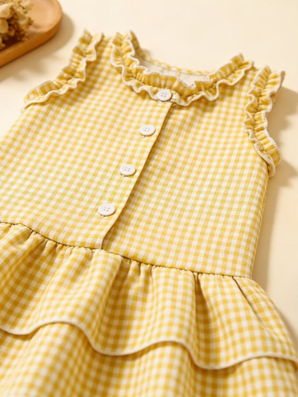 Children's Ruffled Gingham Sleeveless Dress