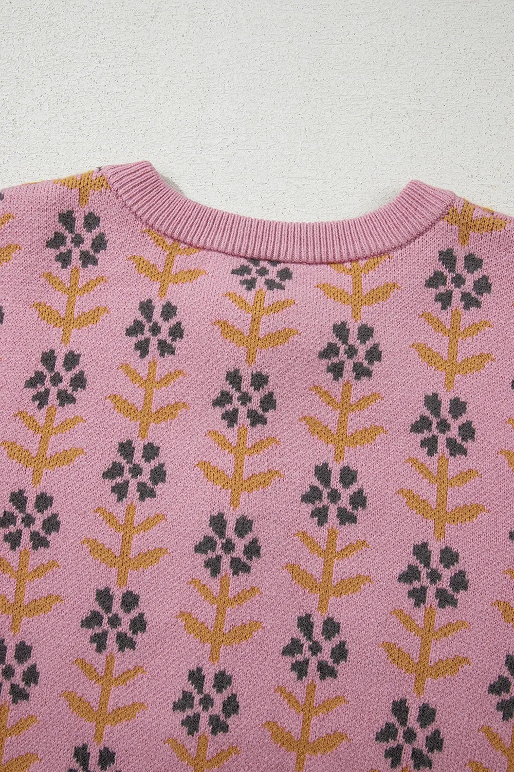 Floral Button-Up Knit Cardigan