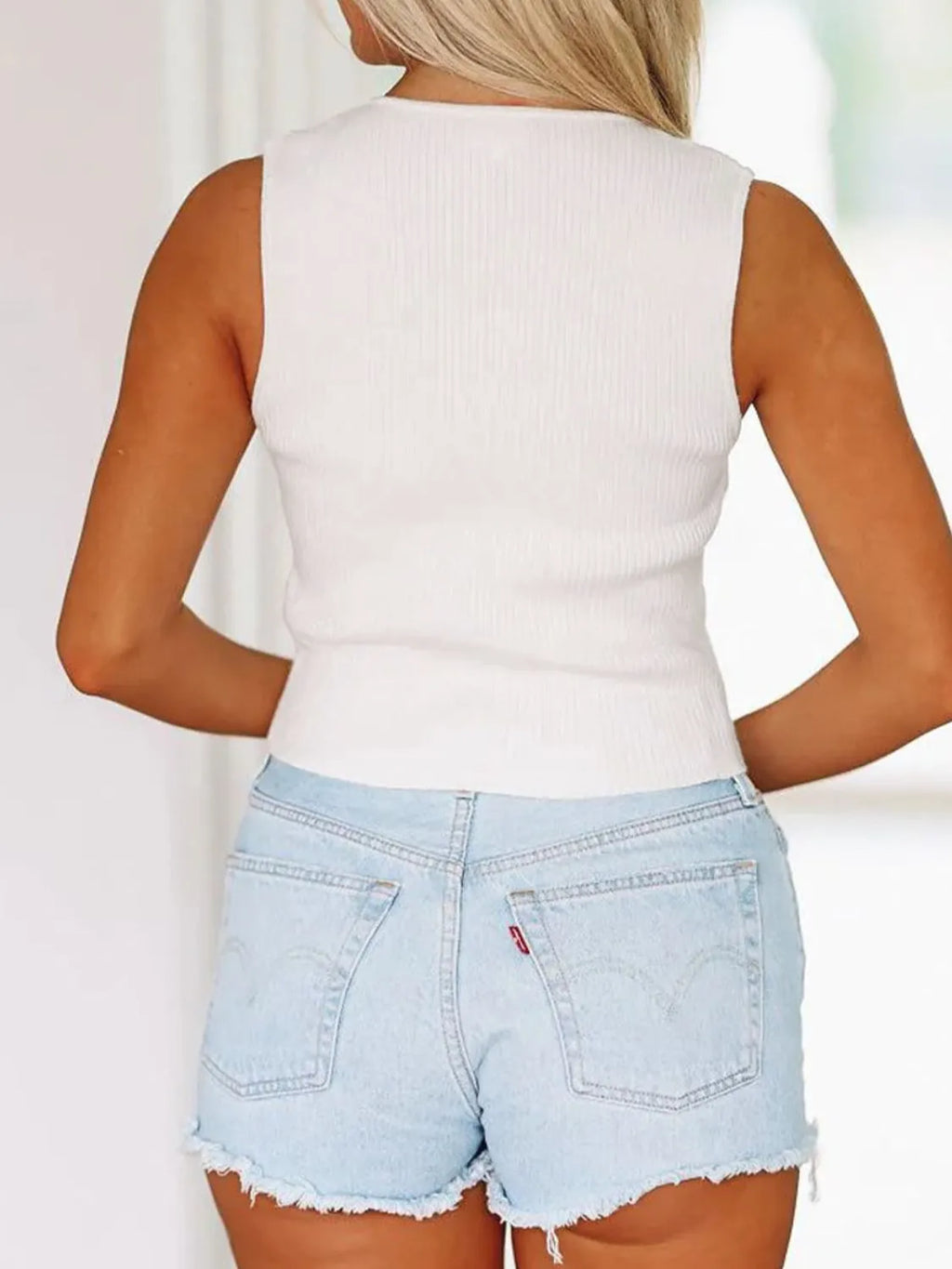 Bow Round Neck Cropped Tank