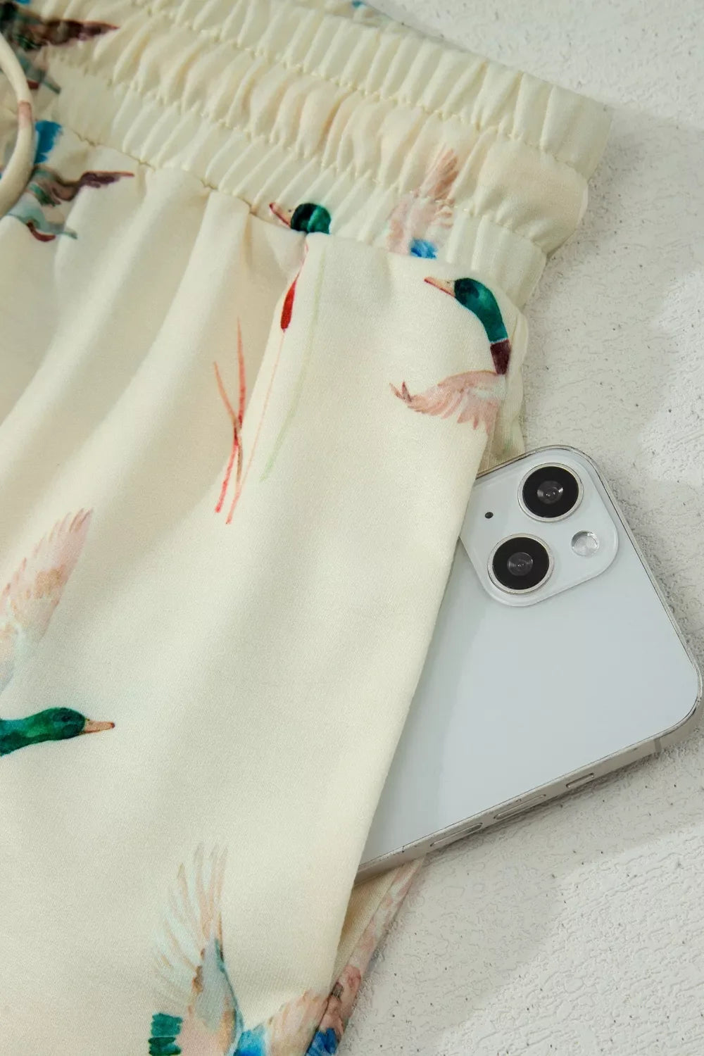 Mallard Duck Print Oversized Tee Drawstring Short Set