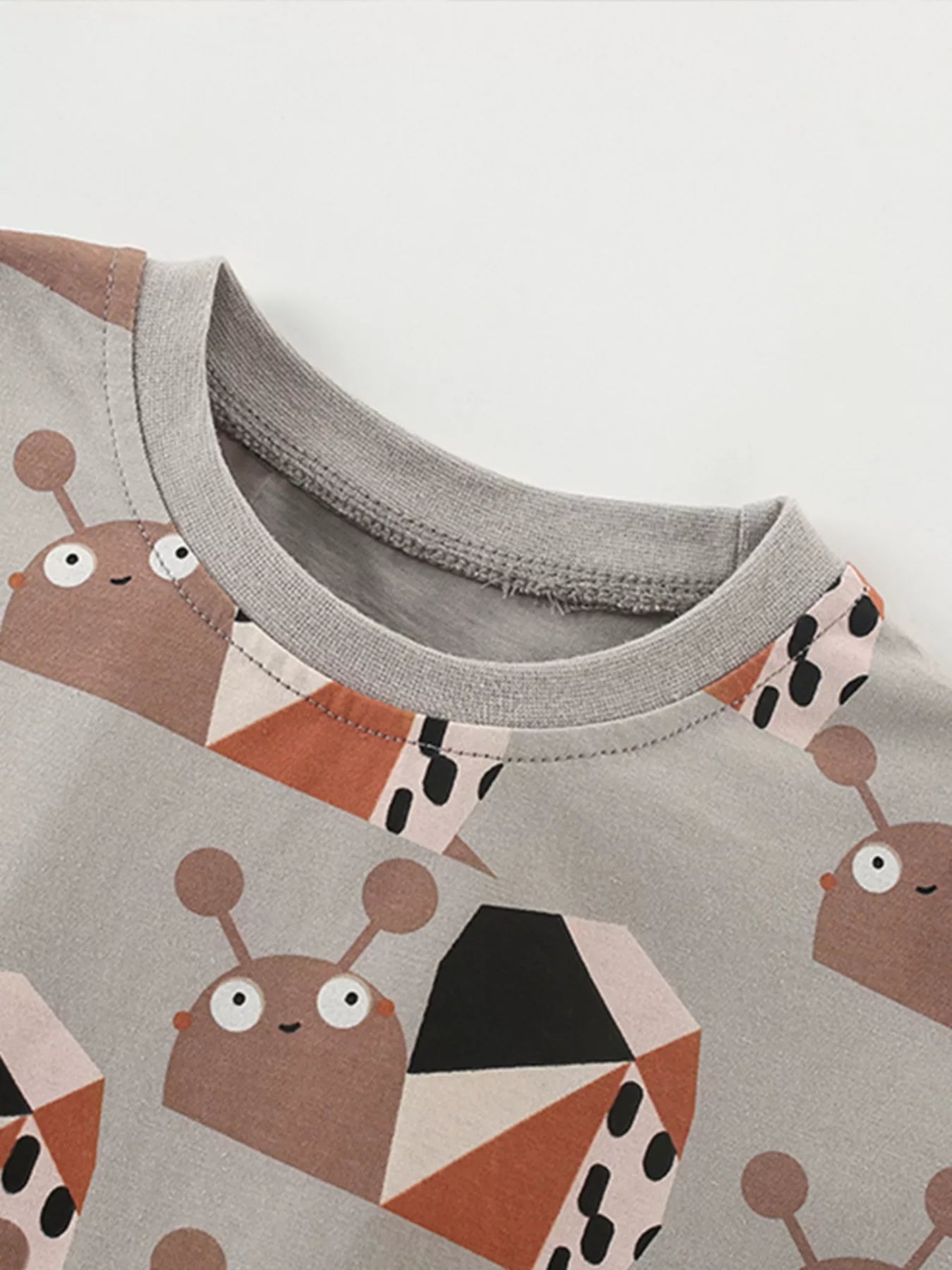Children's Snail Print Round Neck Tee and Shorts Set