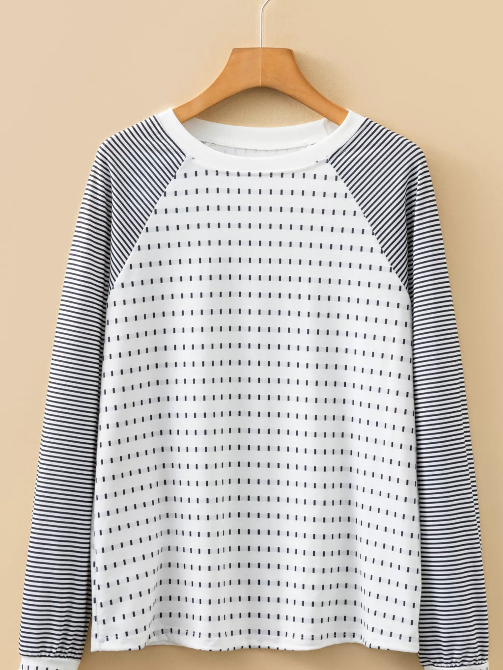 Stripe Raglan Patchwork Long Sleeve Top