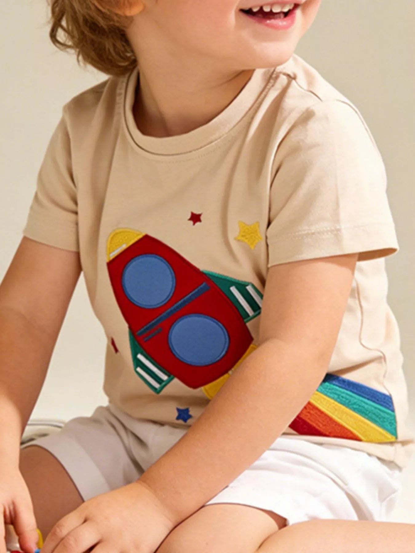 Children's Rocket Embroidered Short Sleeve T-Shirt
