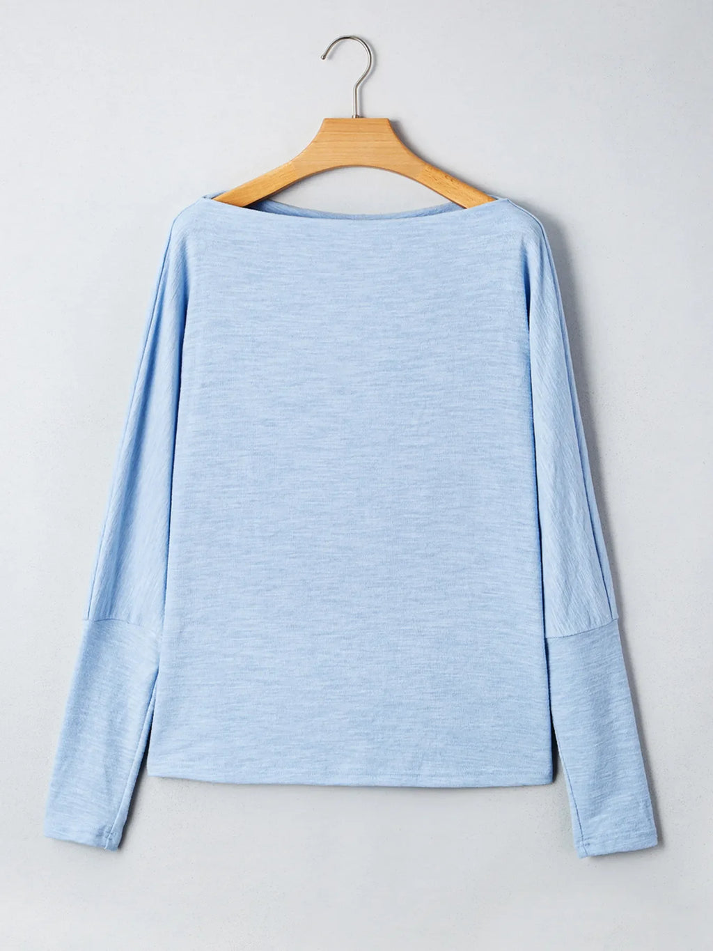 Solid Color Batwing Long Sleeve Top