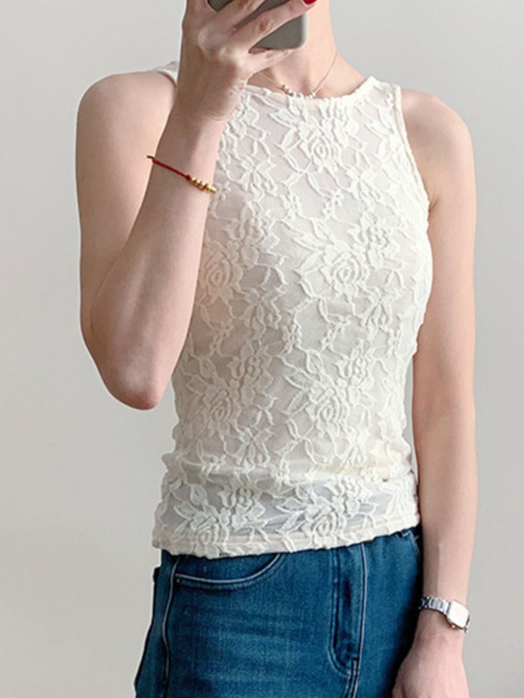 Lace Round Neck Tank