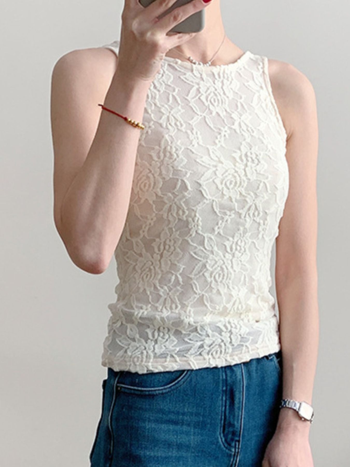 Lace Round Neck Tank