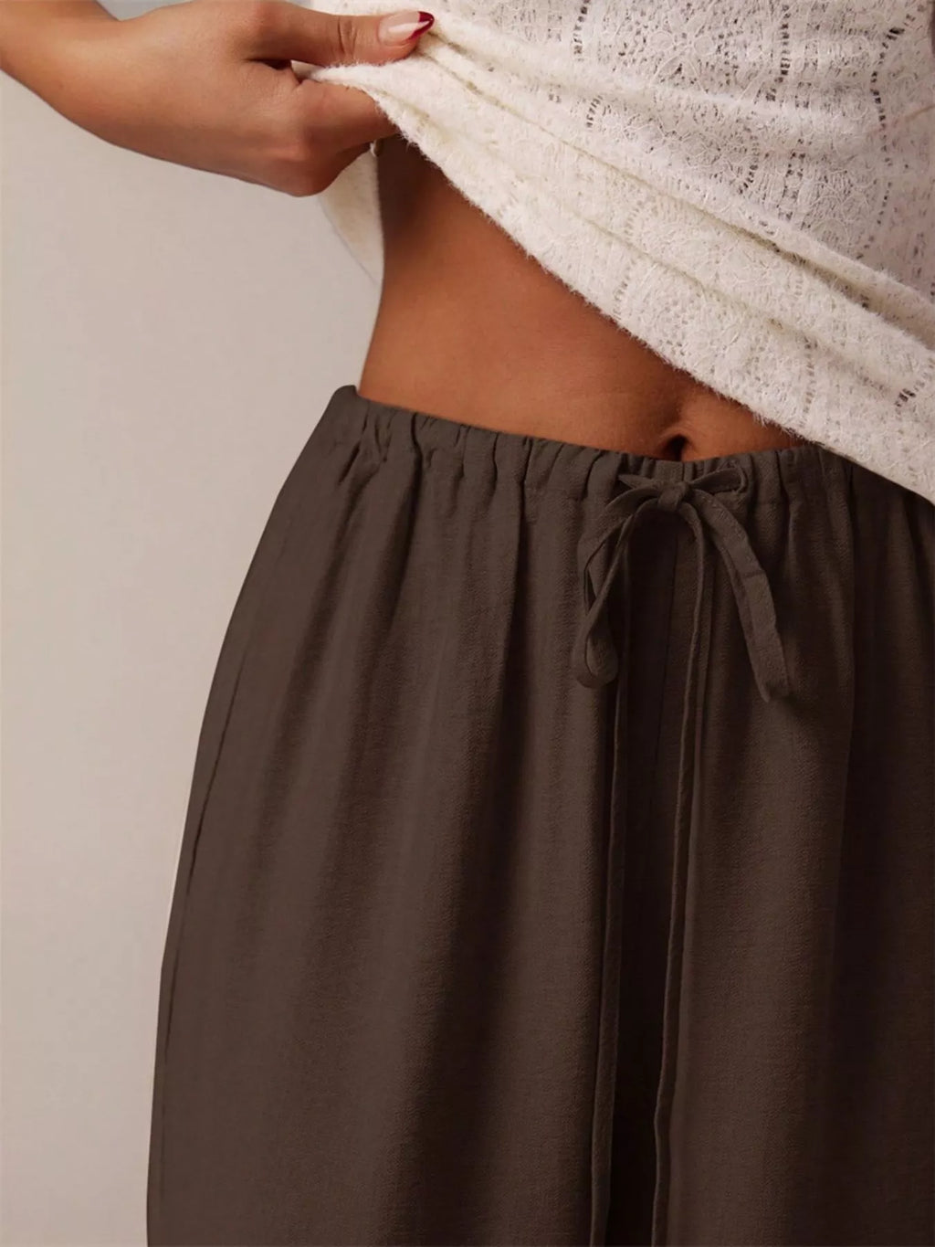Drawstring Wide Leg Pants