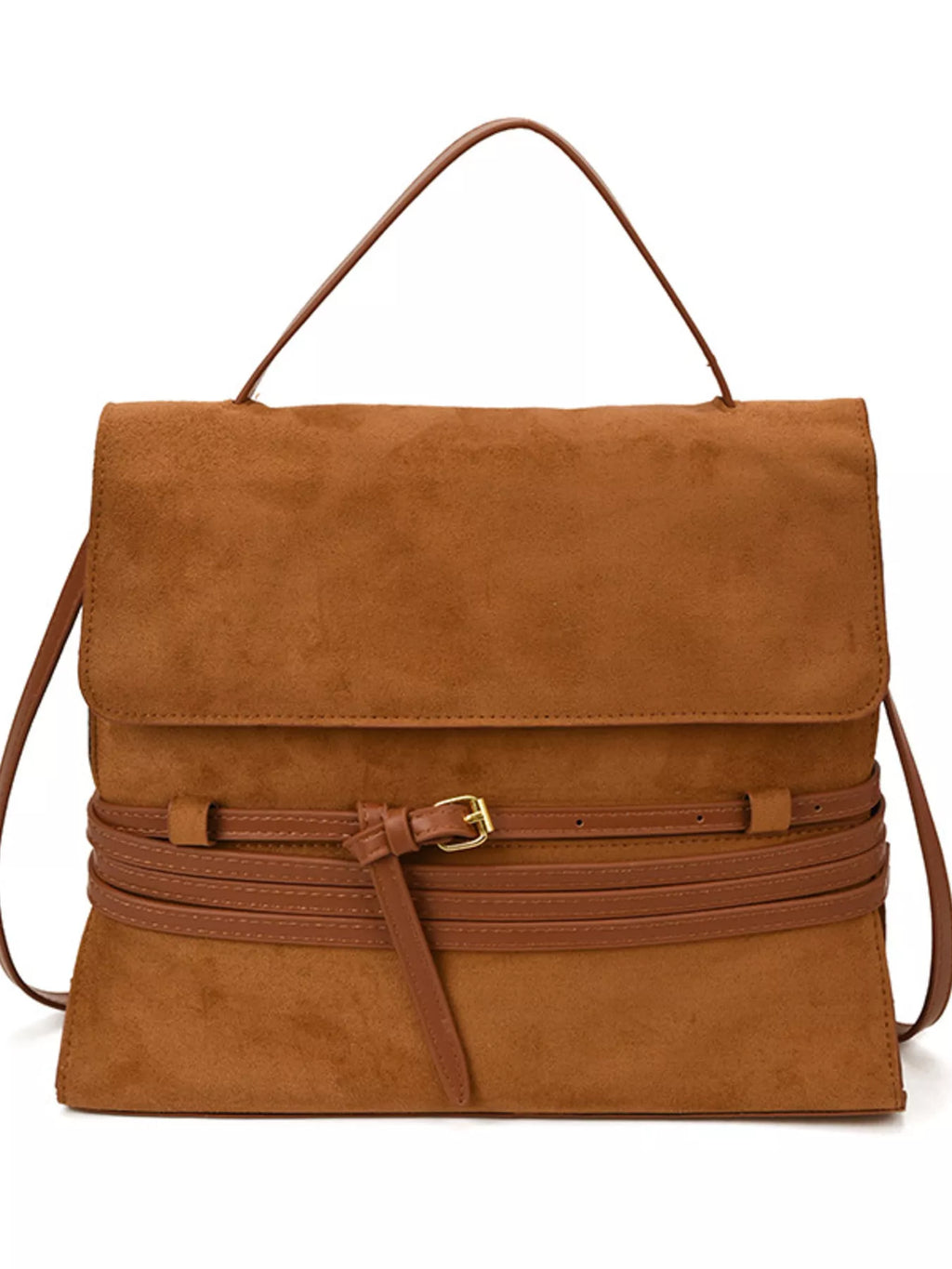 Suede Leather Belt Decor Backpack Bag