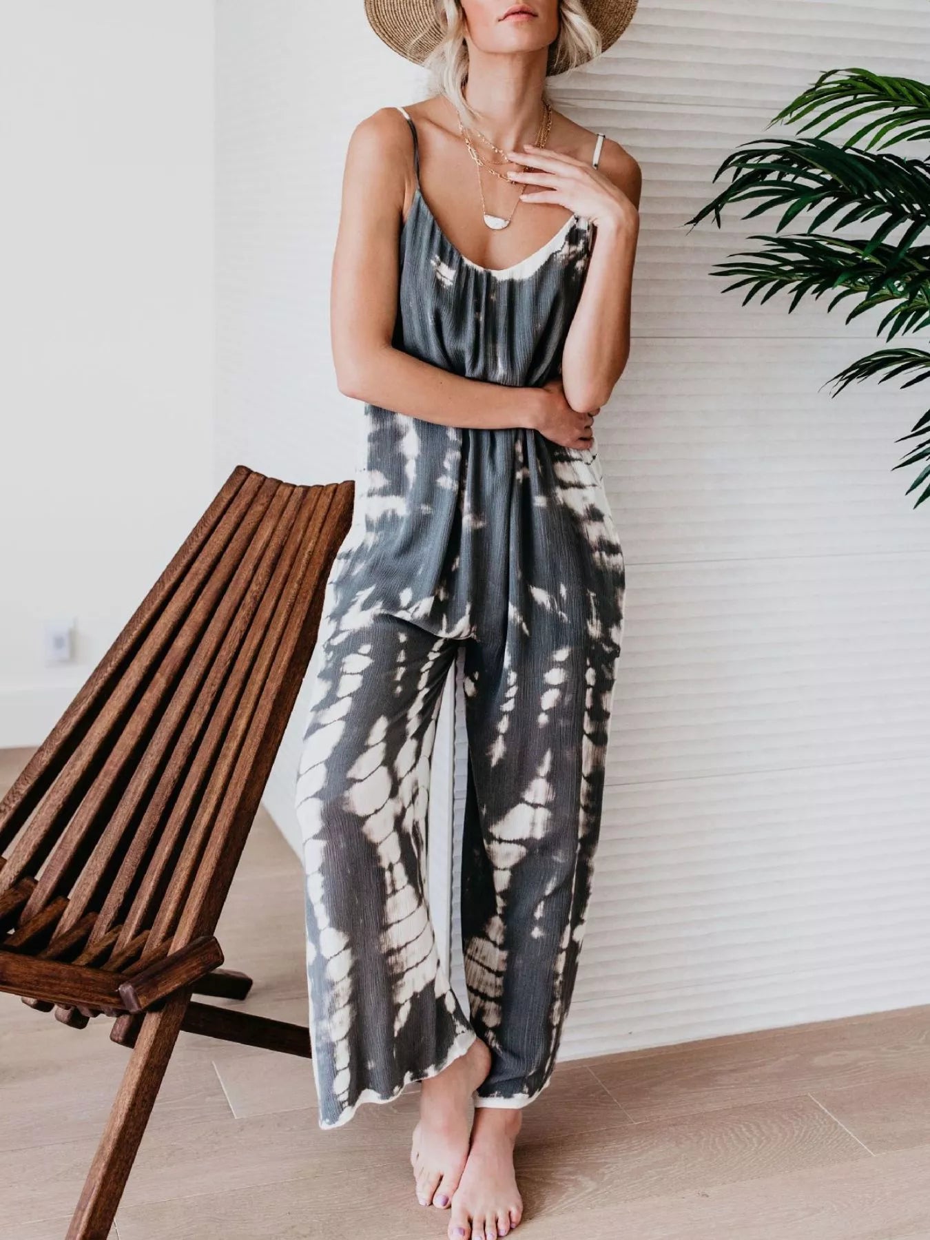 Full Size Tie-Dye Wide Leg Jumpsuit Plus Size