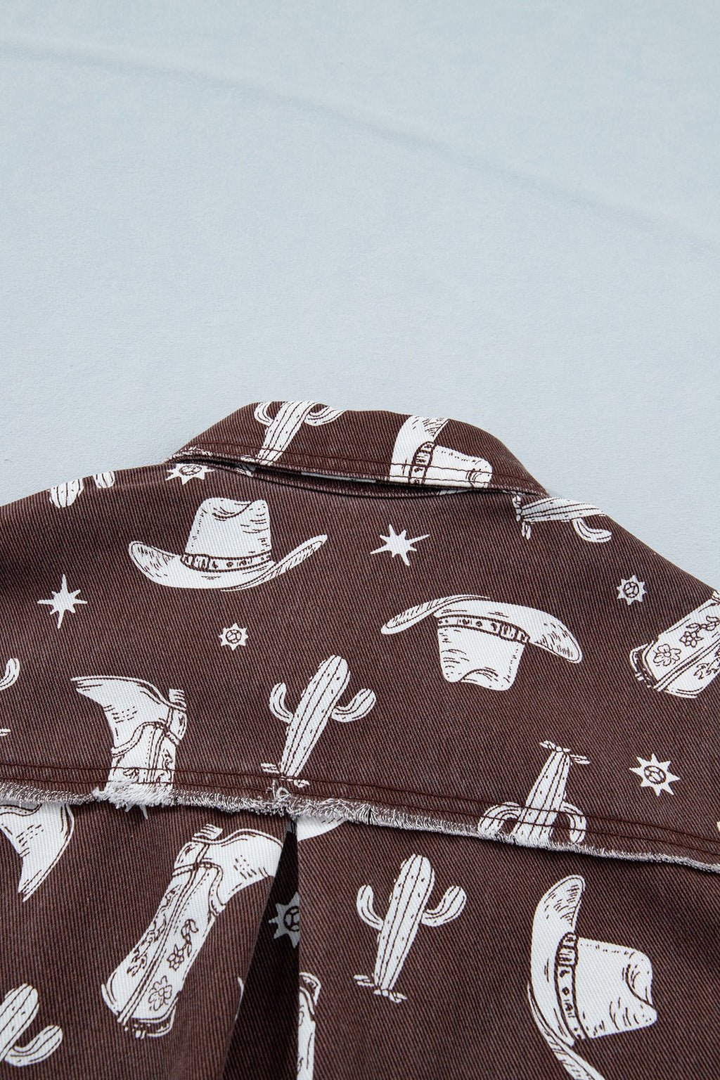 Western Cowgirl Cactus Raw Edge Denim Dress
