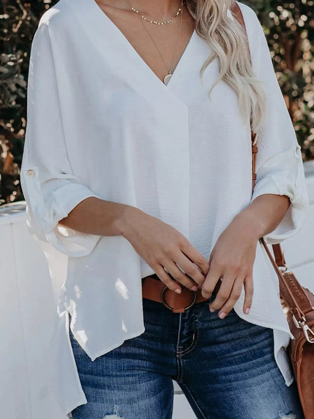 Elegant V-Neck Long Sleeve Blouse