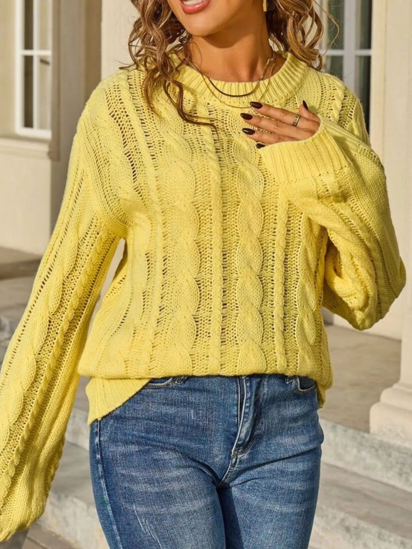 Cable Knit Long Sleeve Sweater