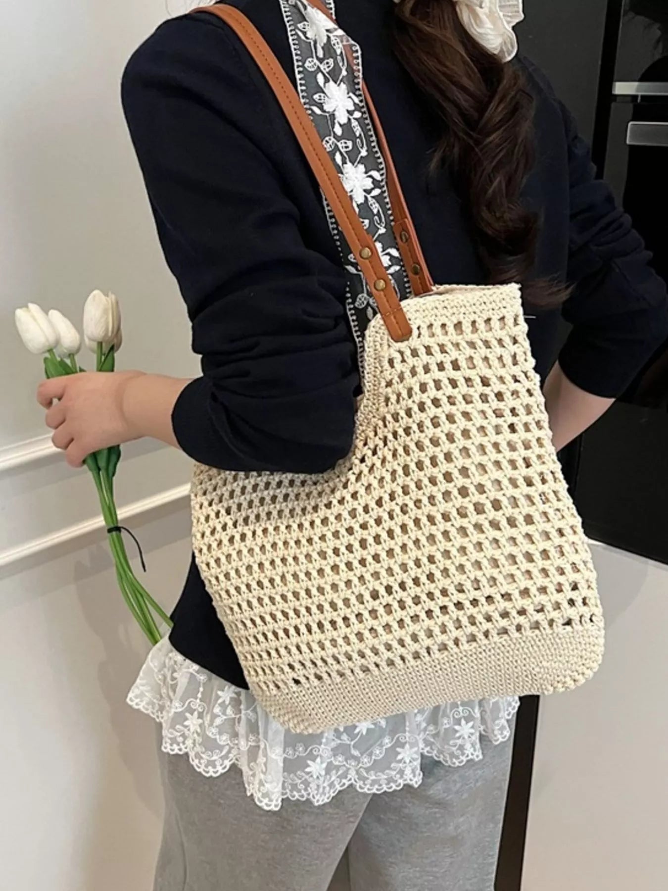 Woven Straw Shoulder Bag