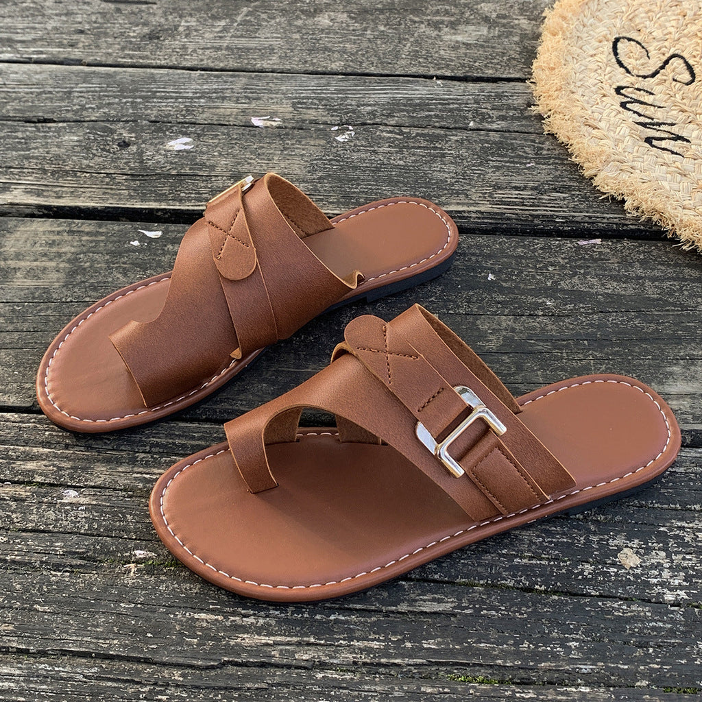 Toe Loop Buckle Decor Sandals