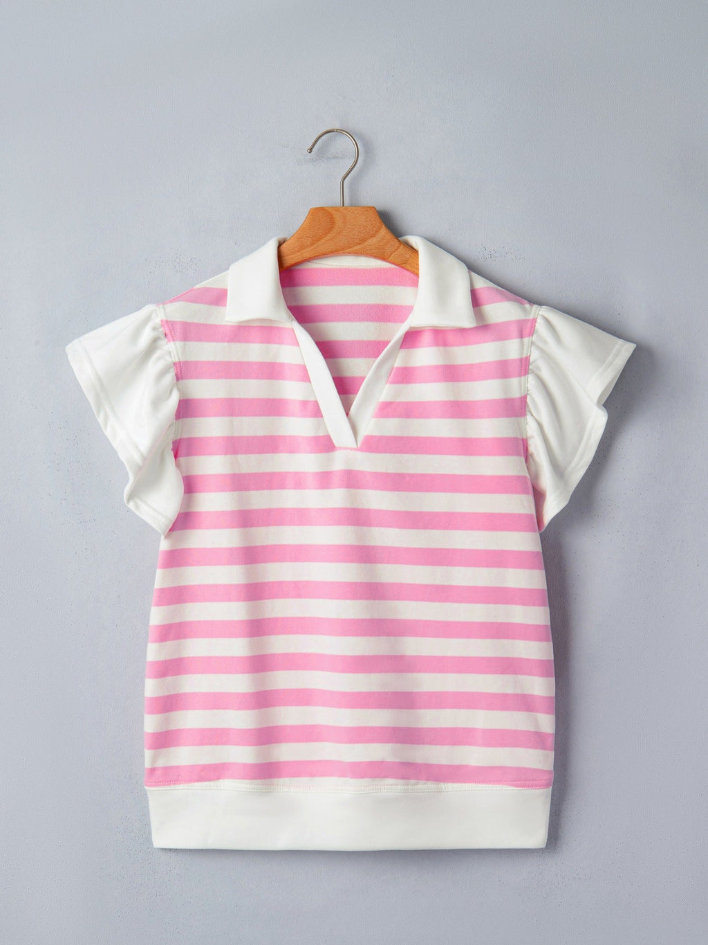 Striped Ruffled Sleeve Blouse