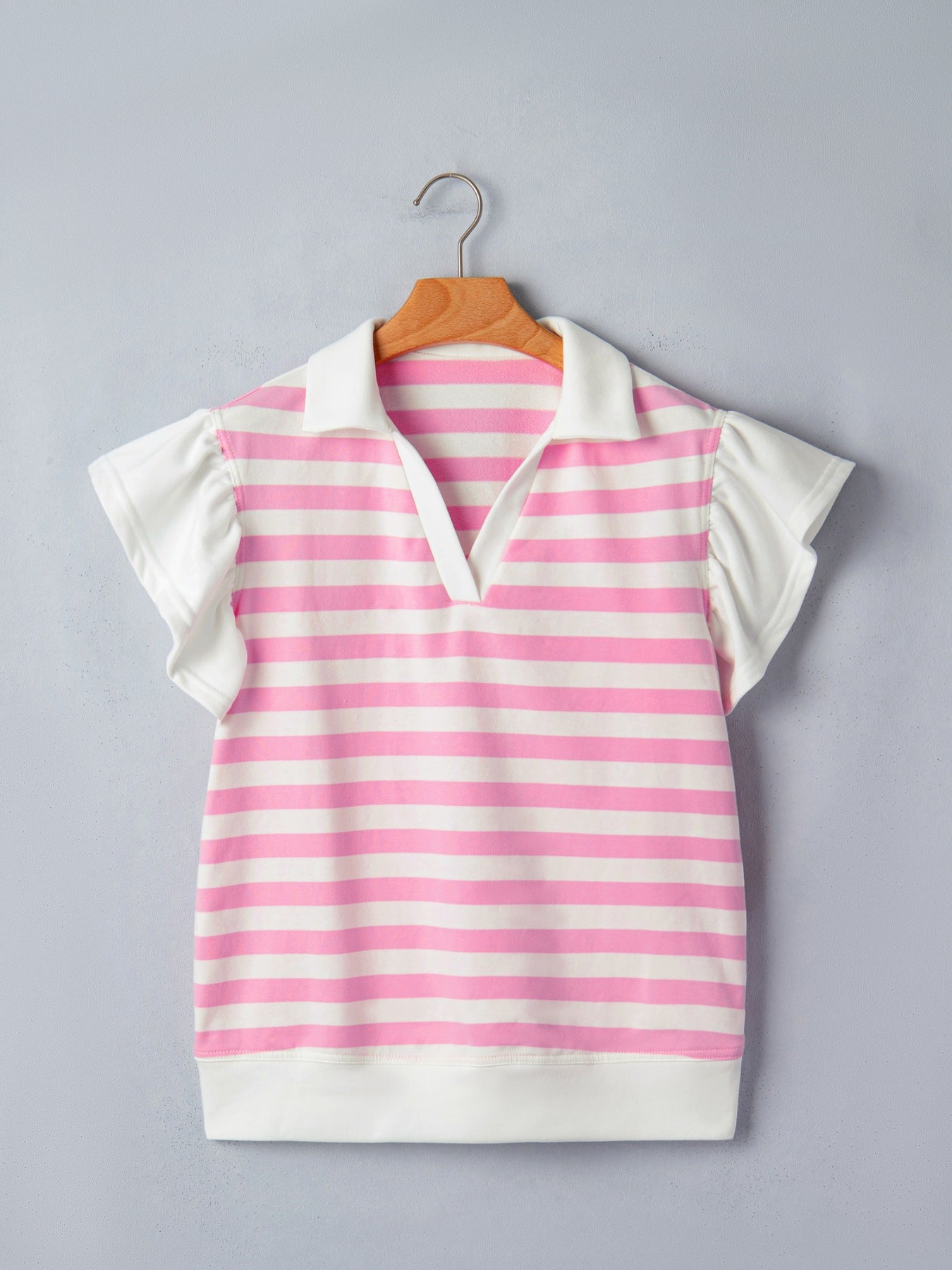 Striped Ruffled Sleeve Blouse