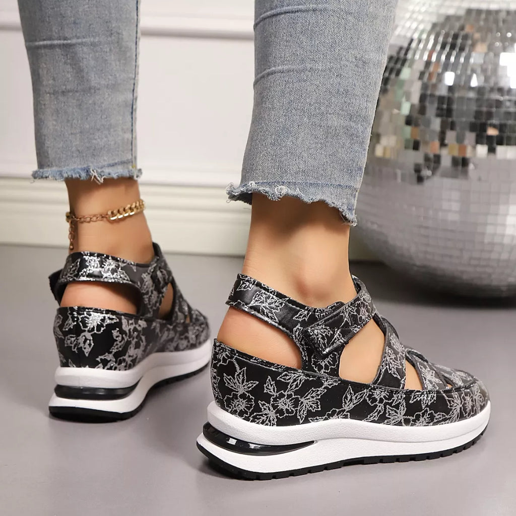 Cutout Wedge Sandals