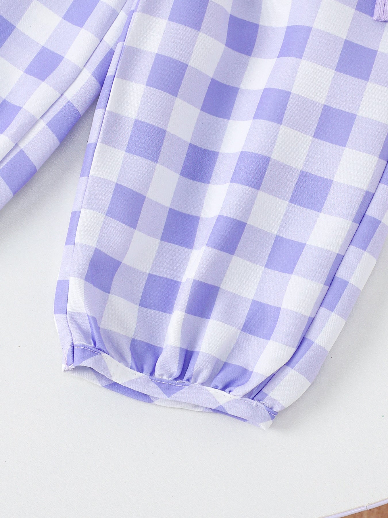 Children's Ribbed Tank Top and Plaid Pants Set with Bows