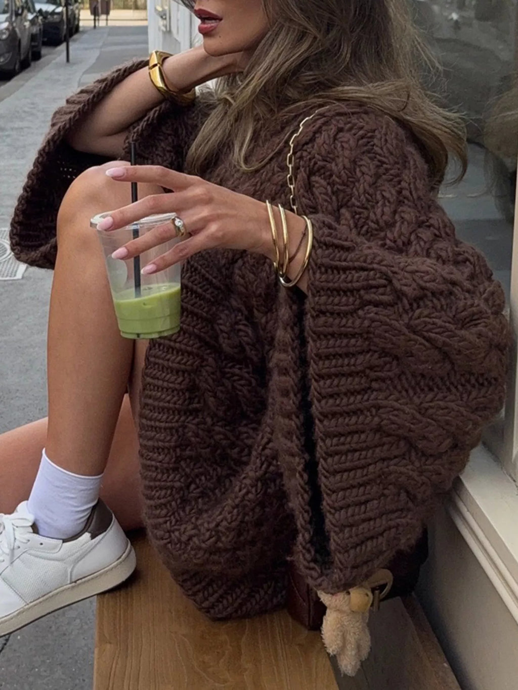 Cable Knit Round Neck Sweater