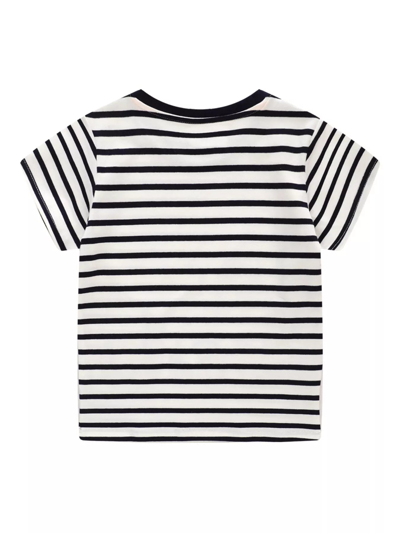 Children's Embroidered Striped Round Neck T-Shirt