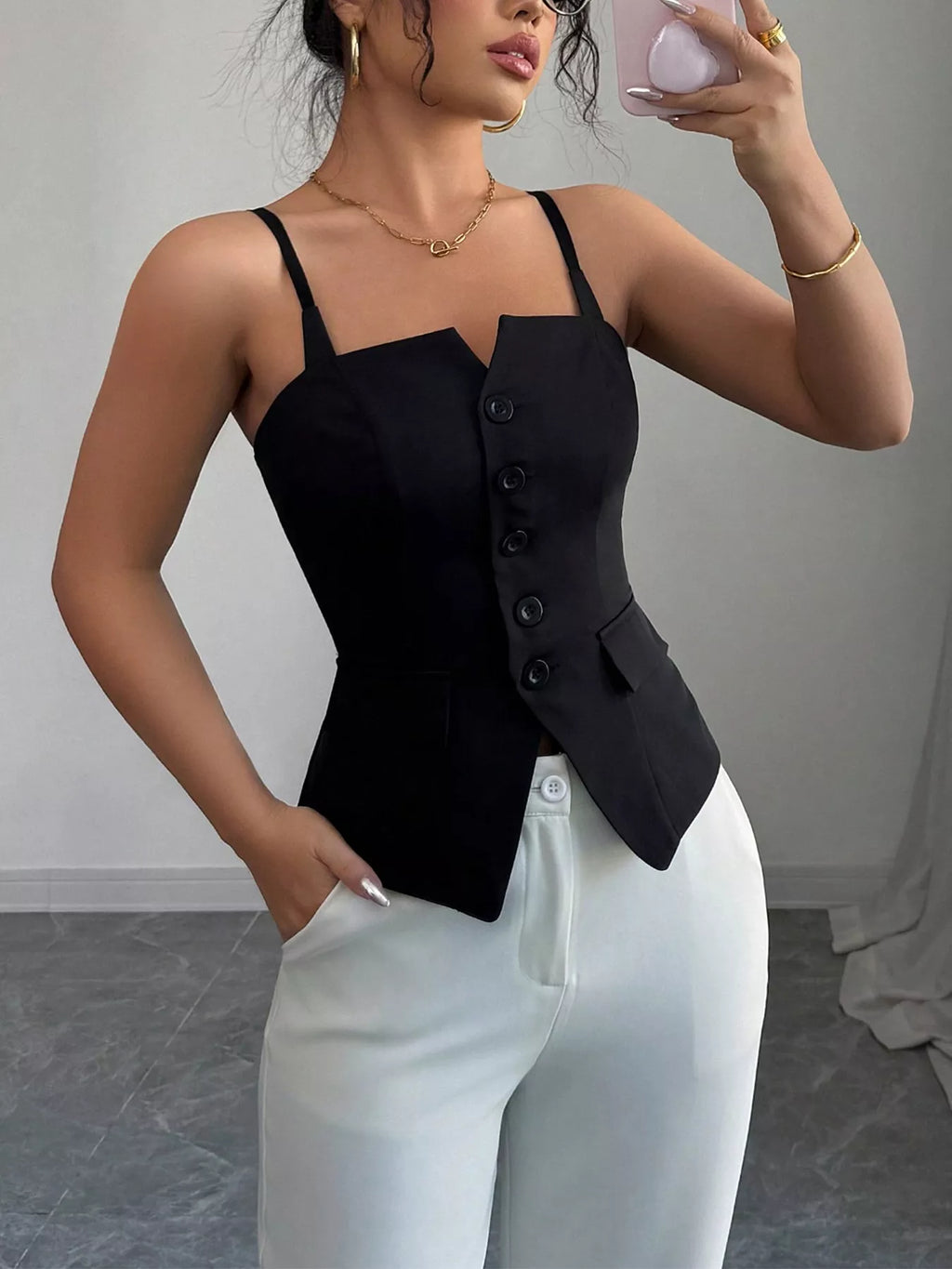 Button-Front Cami Top