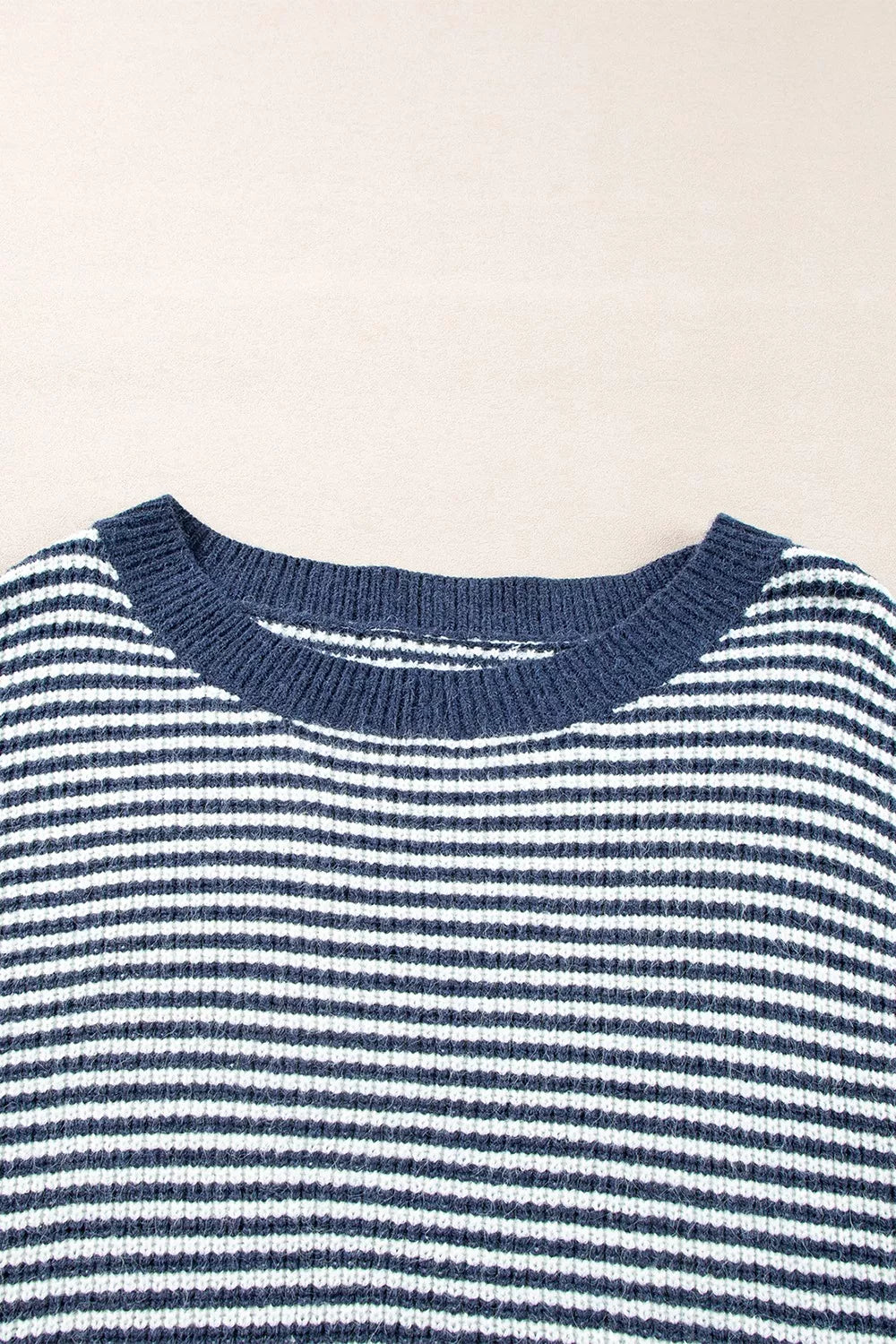 Striped Lantern Sleeve Drop Shoulder Cozy Sweater