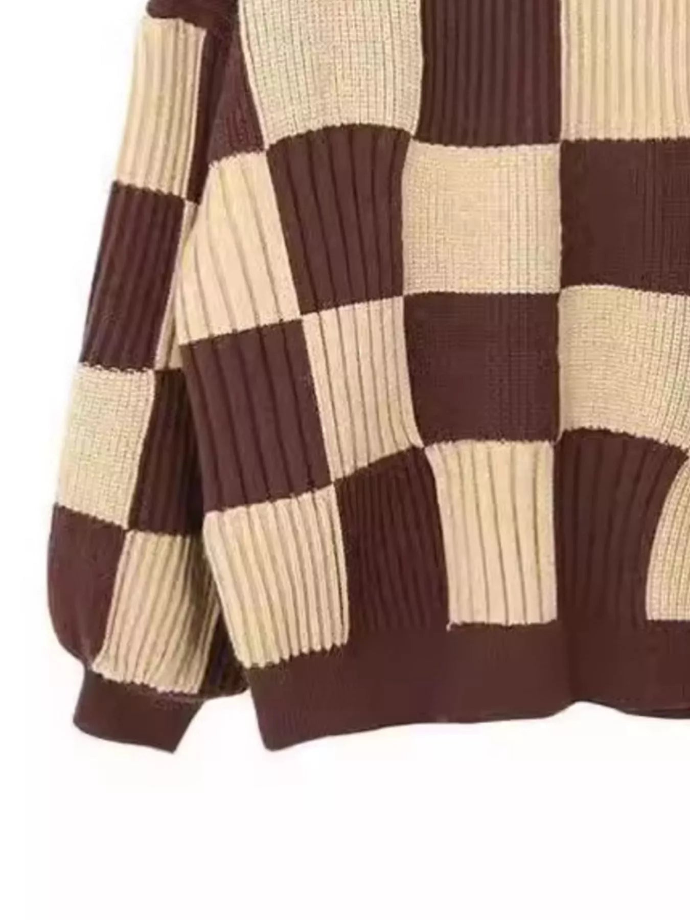 Checkerboard Pattern Oversized Sweater