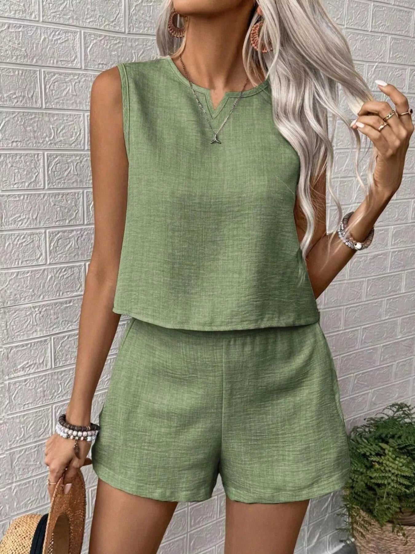 Sleeveless Top and Shorts Casual Set