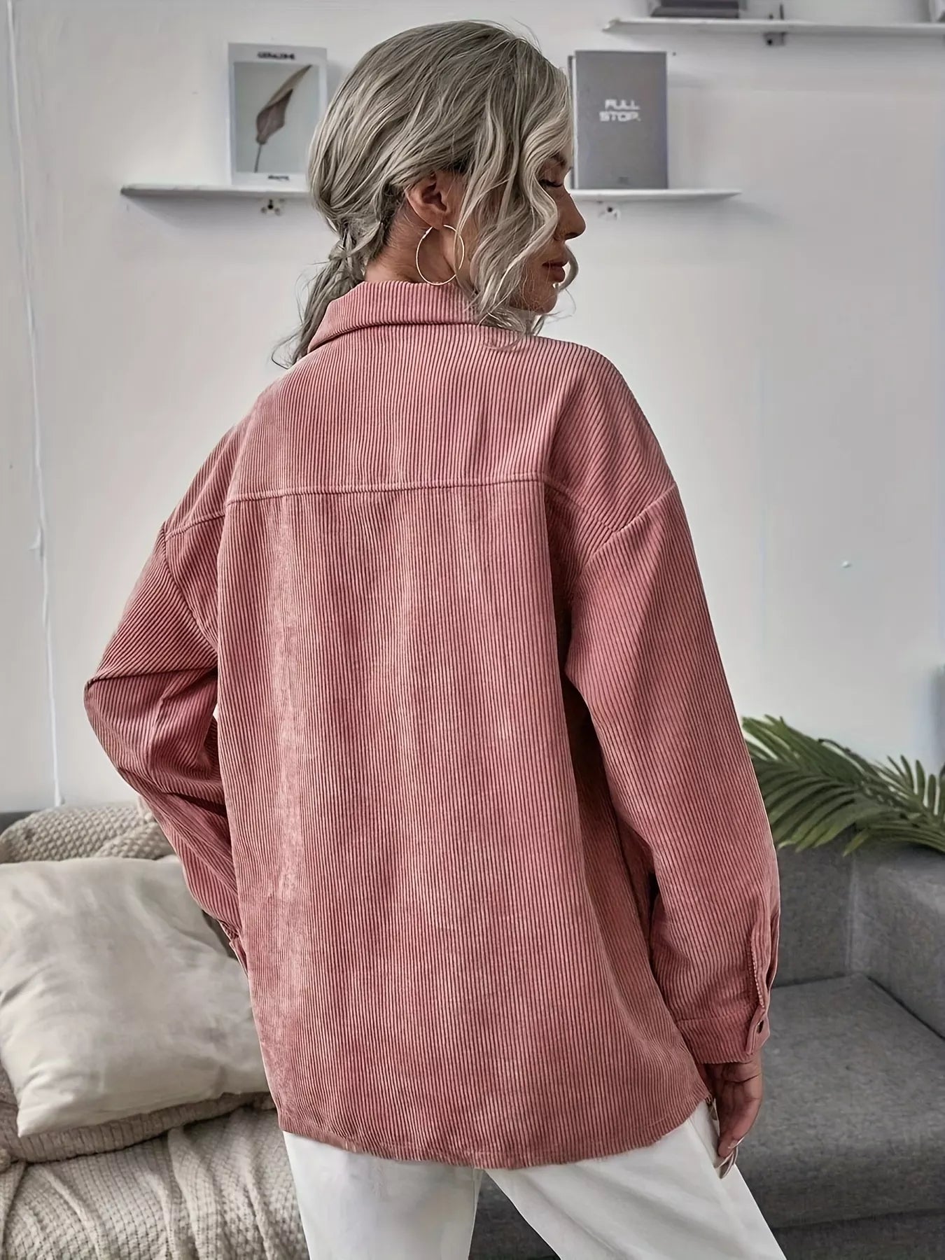 Casual Corduroy Button-Up Shacket