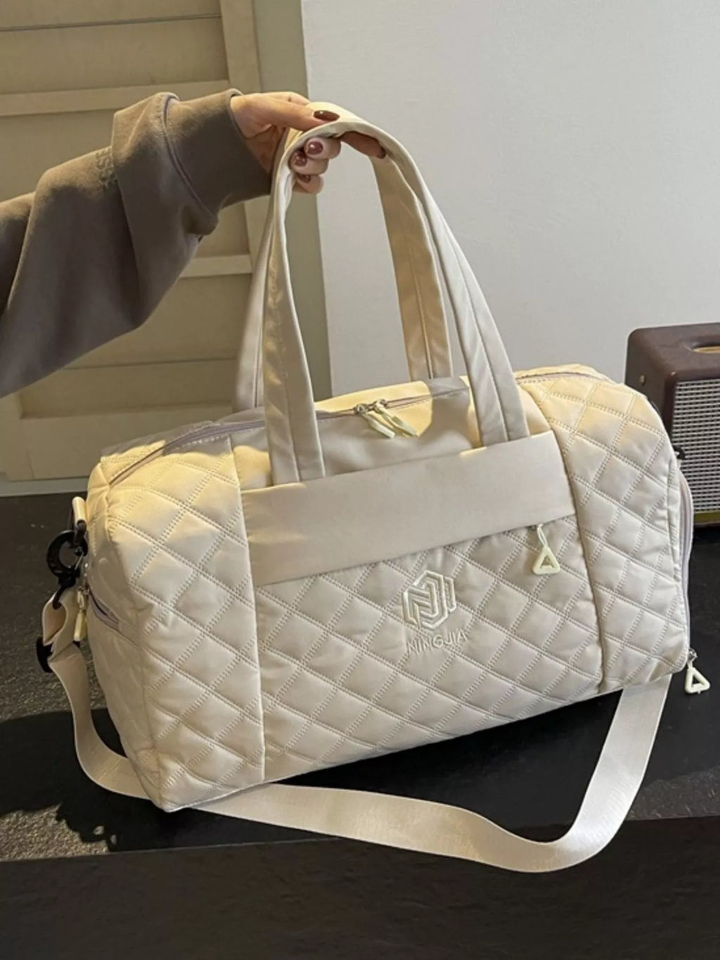 Quilted Duffel Bag with Adjustable Strap